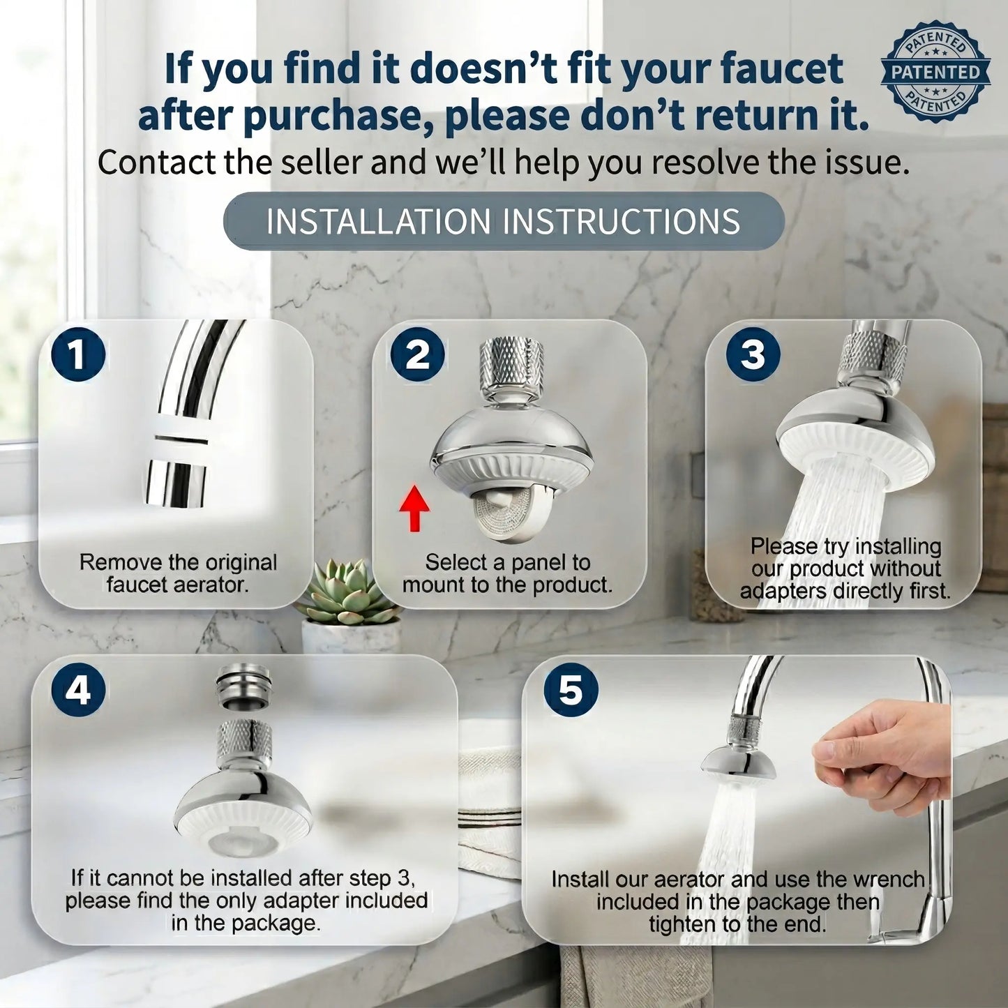 Swivel Faucet Aerator,3-Function Faucet Nozzle,360° Big Angle Rotate Kitchen Sink Faucet Attachment,Faucet Extender for Kitchen 55/64 Inch Female Thread,Kitchen Sink Aerator
