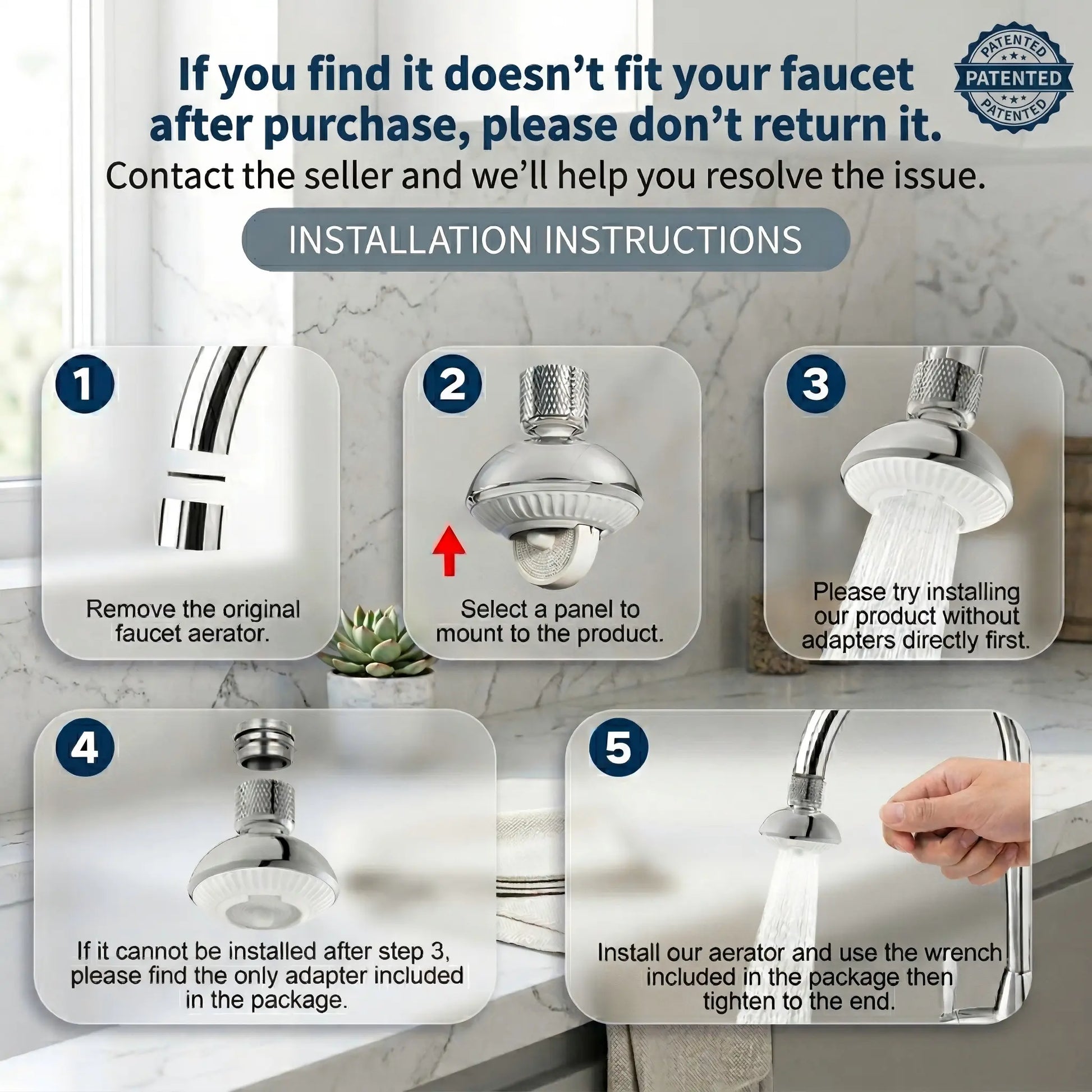 Swivel Faucet Aerator,3-Function Faucet Nozzle,360° Big Angle Rotate Kitchen Sink Faucet Attachment,Faucet Extender for Kitchen 55/64 Inch Female Thread,Kitchen Sink Aerator