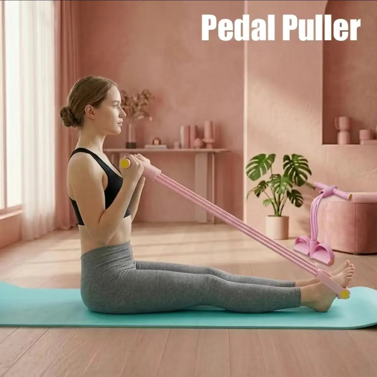 Multifunctional Tension Rope, 4-Tube Elastic Yoga Pedal Tension Belt, Natural Latex Tension Rope Fitness Equipment, Rubber,Mother'S Day Gifts