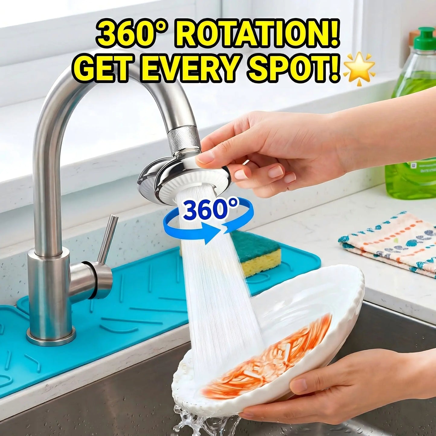Swivel Faucet Aerator,3-Function Faucet Nozzle,360° Big Angle Rotate Kitchen Sink Faucet Attachment,Faucet Extender for Kitchen 55/64 Inch Female Thread,Kitchen Sink Aerator